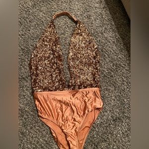 NWT Out From Under from Urban Outfitters Sequin Low V Rose Bodysuit